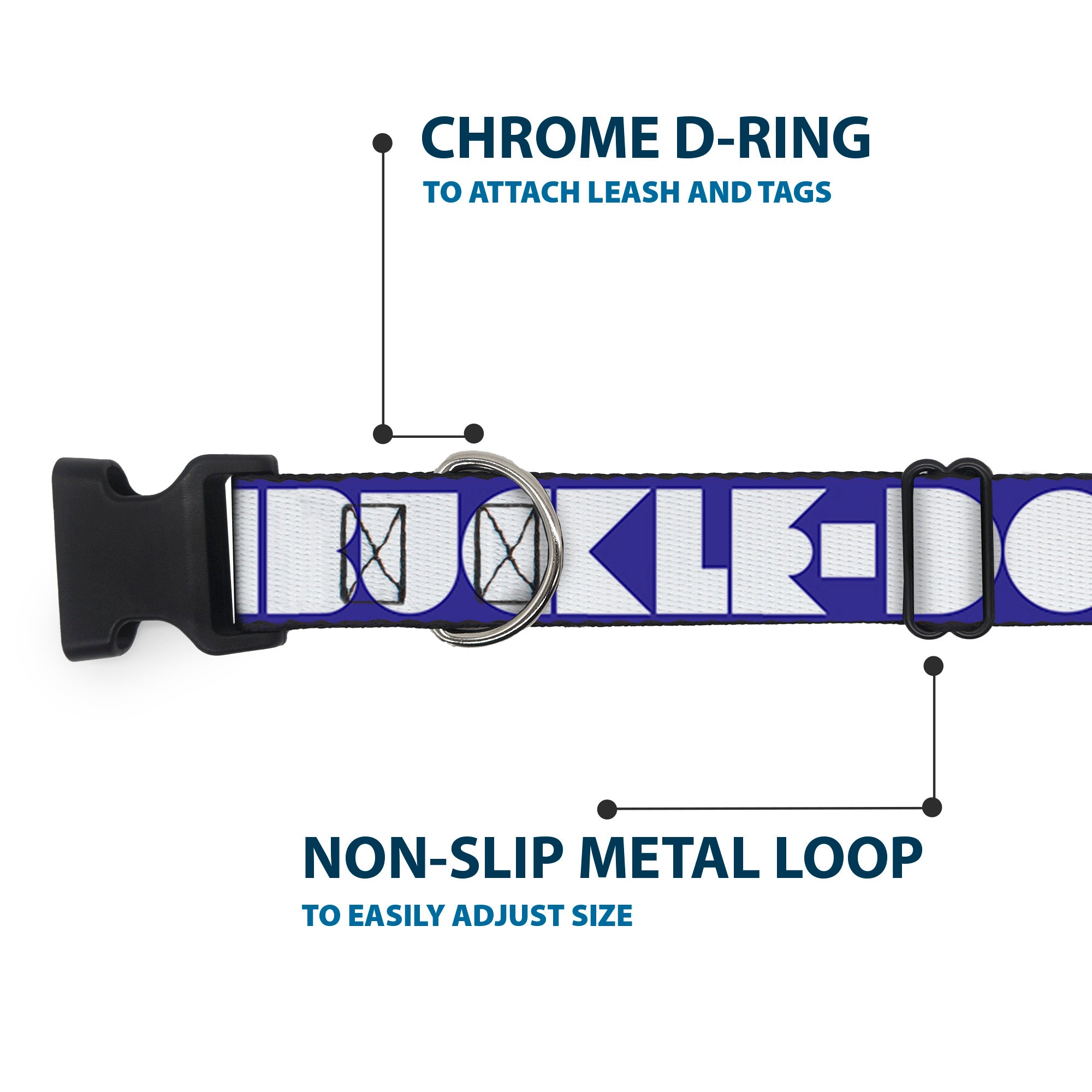 Plastic Clip Collar – Buckle-Down Shapes Blue and White