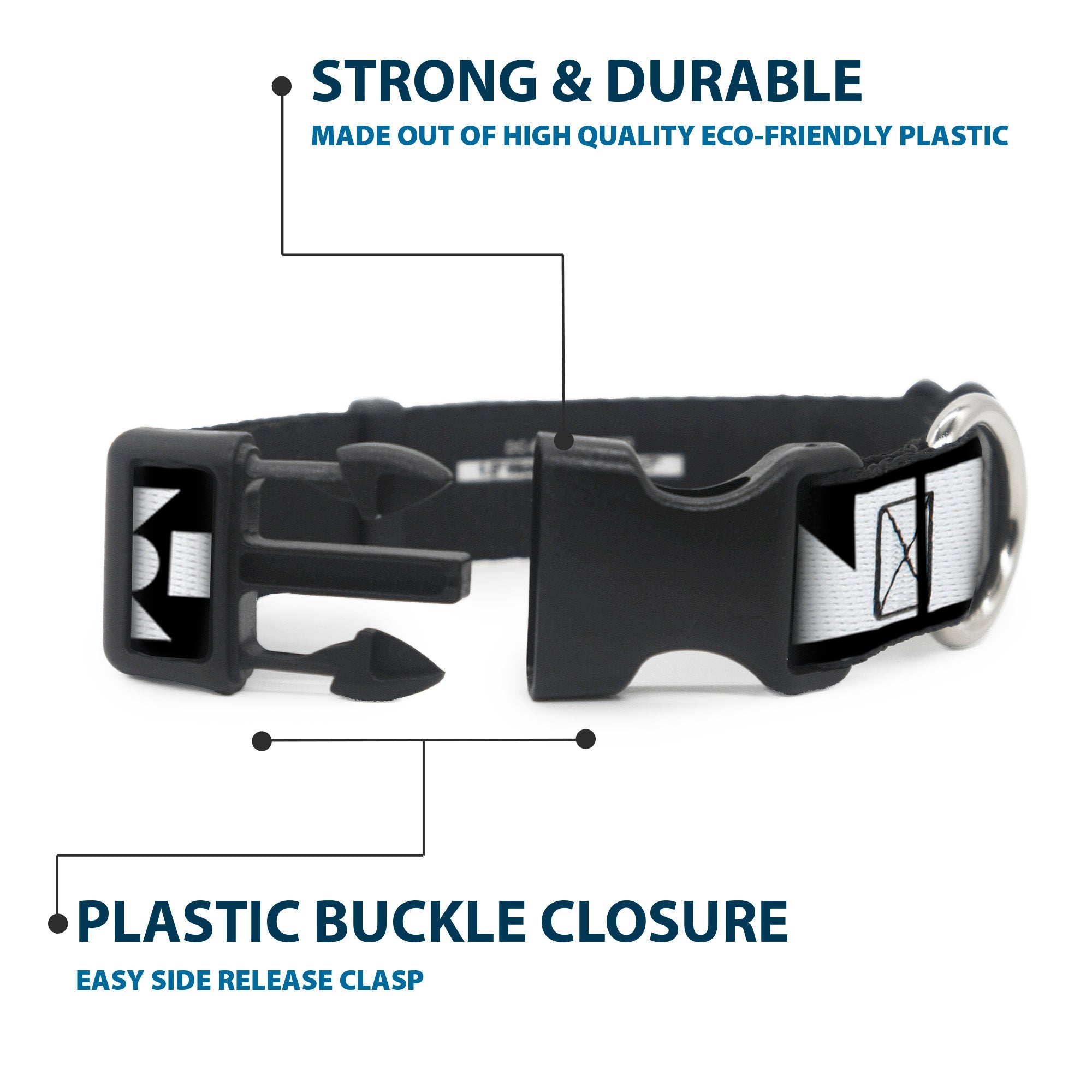 Plastic Clip Collar – Buckle-Down Shapes Black and White