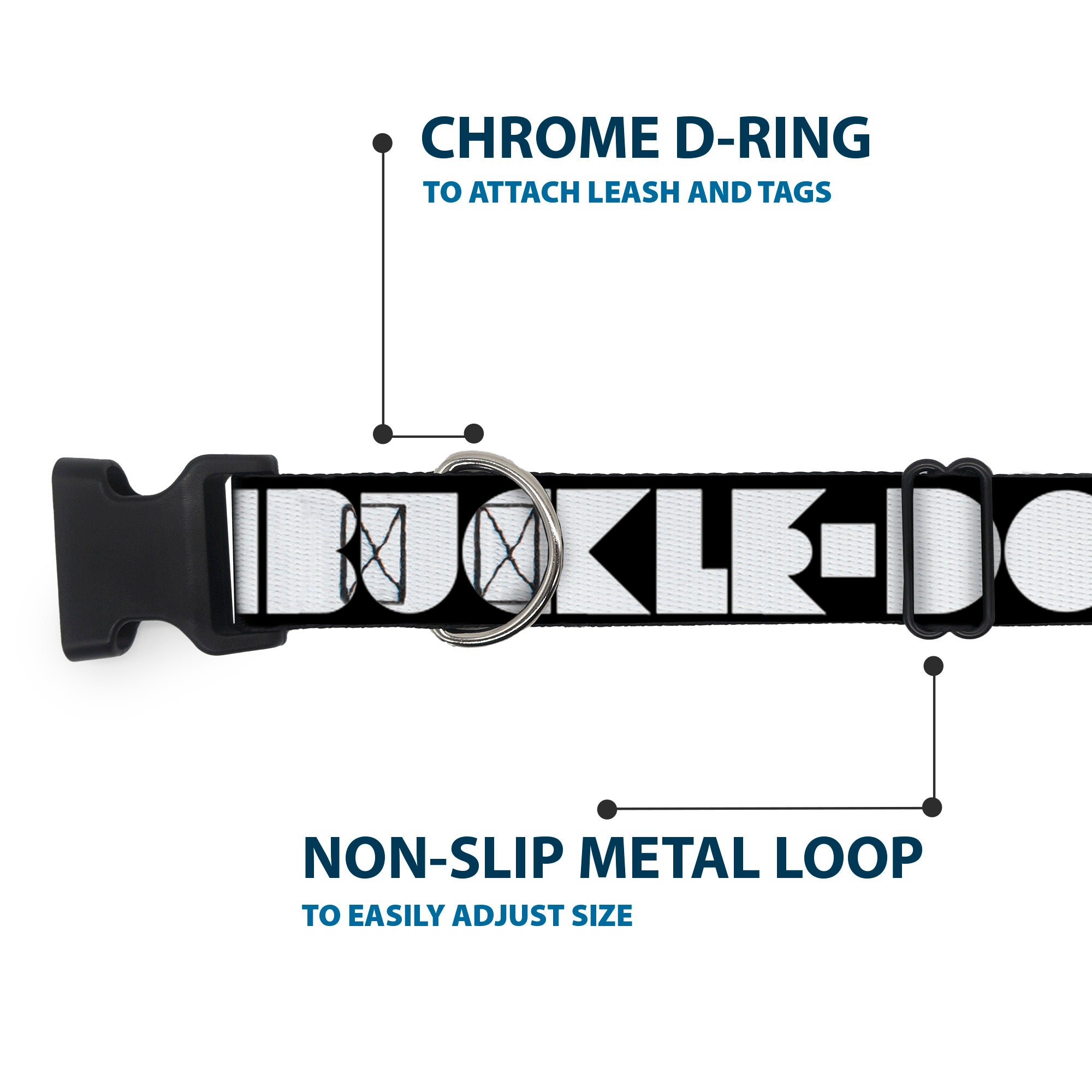 Plastic Clip Collar – Buckle-Down Shapes Black and White