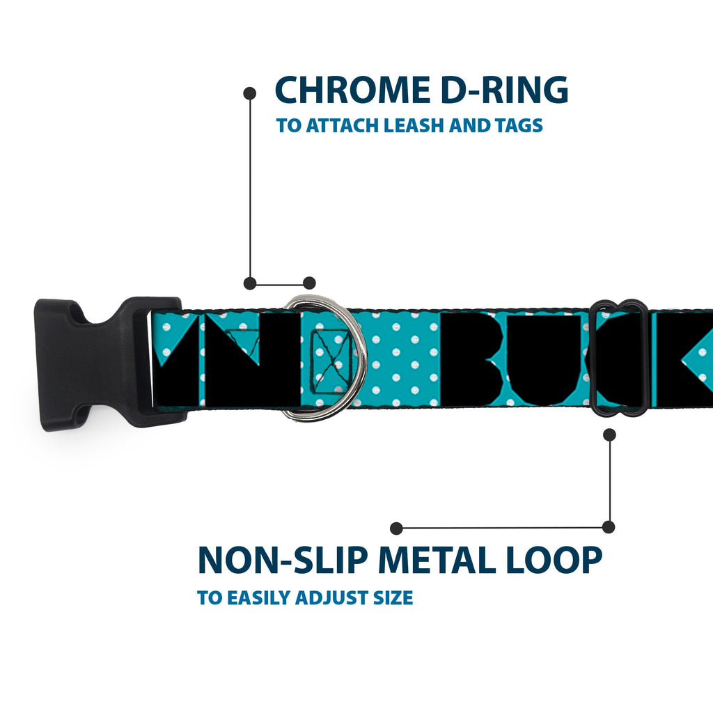 Plastic Clip Collar – Buckle-Down Shapes Dot Turquoise White and Black