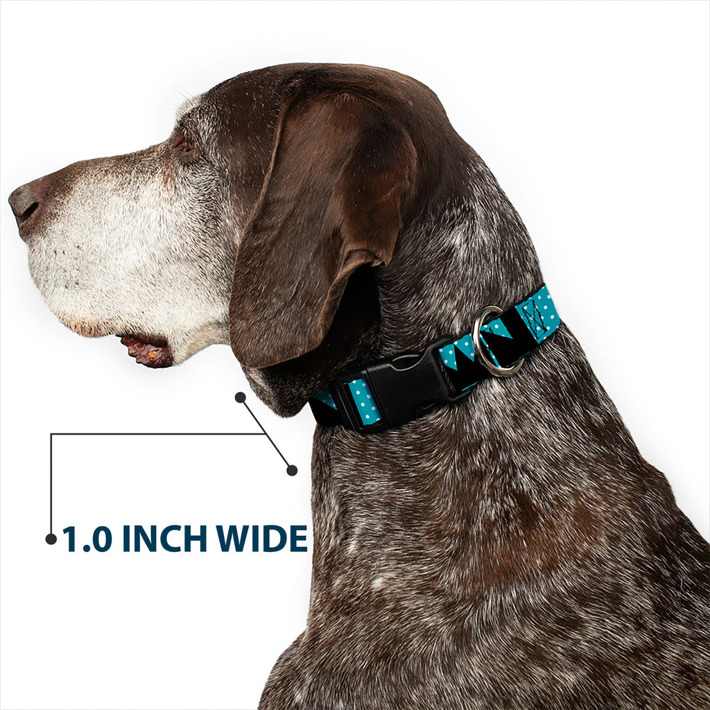 Plastic Clip Collar – Buckle-Down Shapes Dot Turquoise White and Black