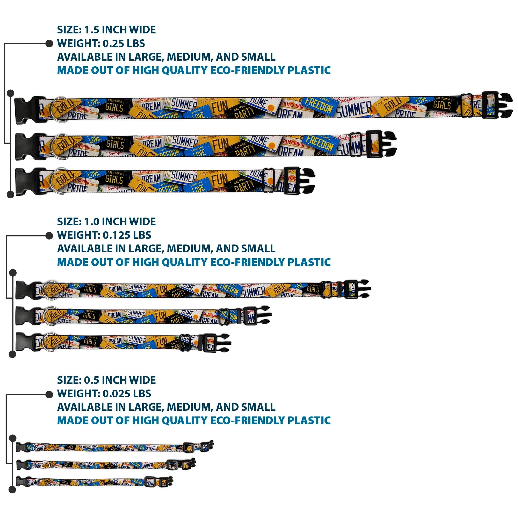 Plastic Clip Collar – Cali License Plates Stacked