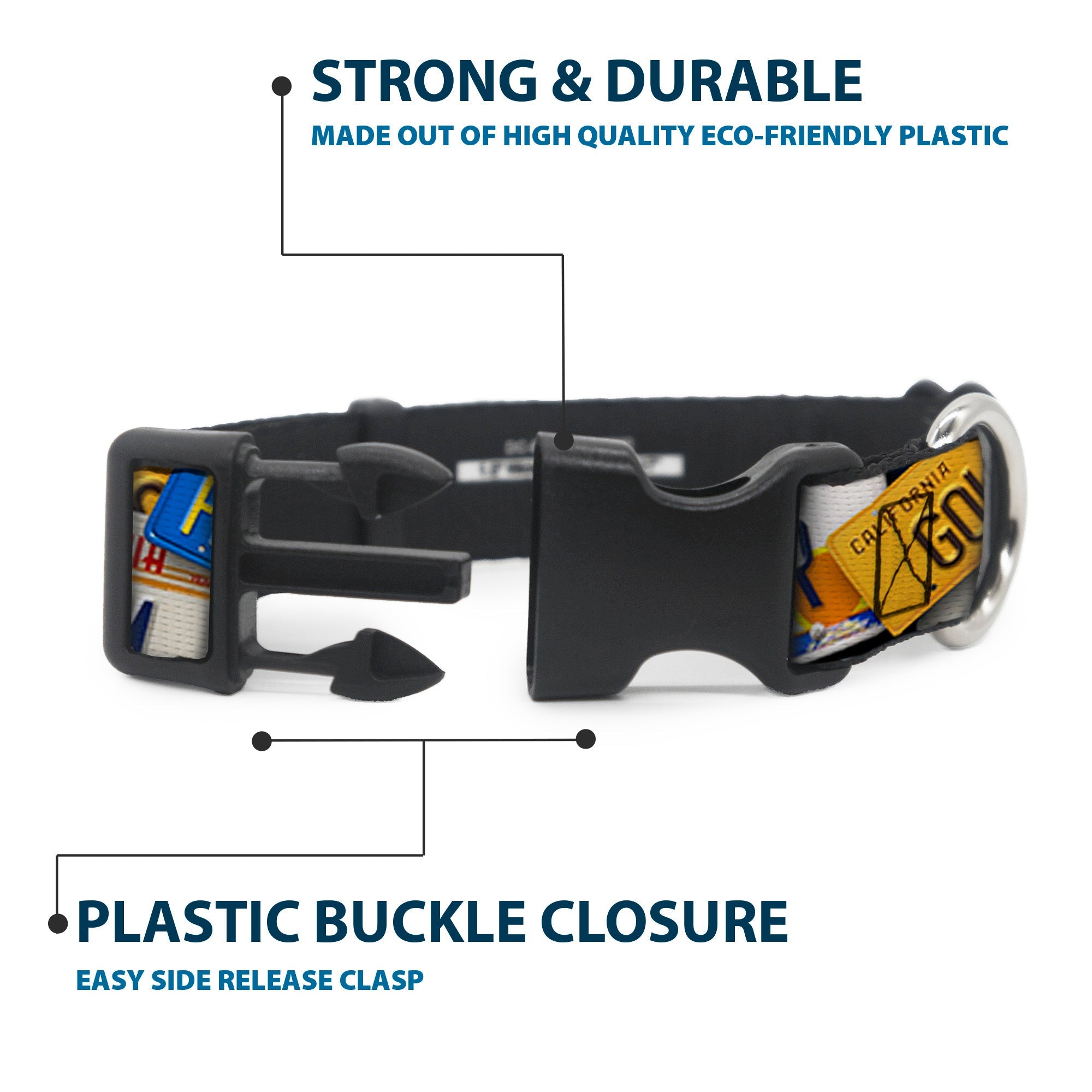 Plastic Clip Collar – Cali License Plates Stacked