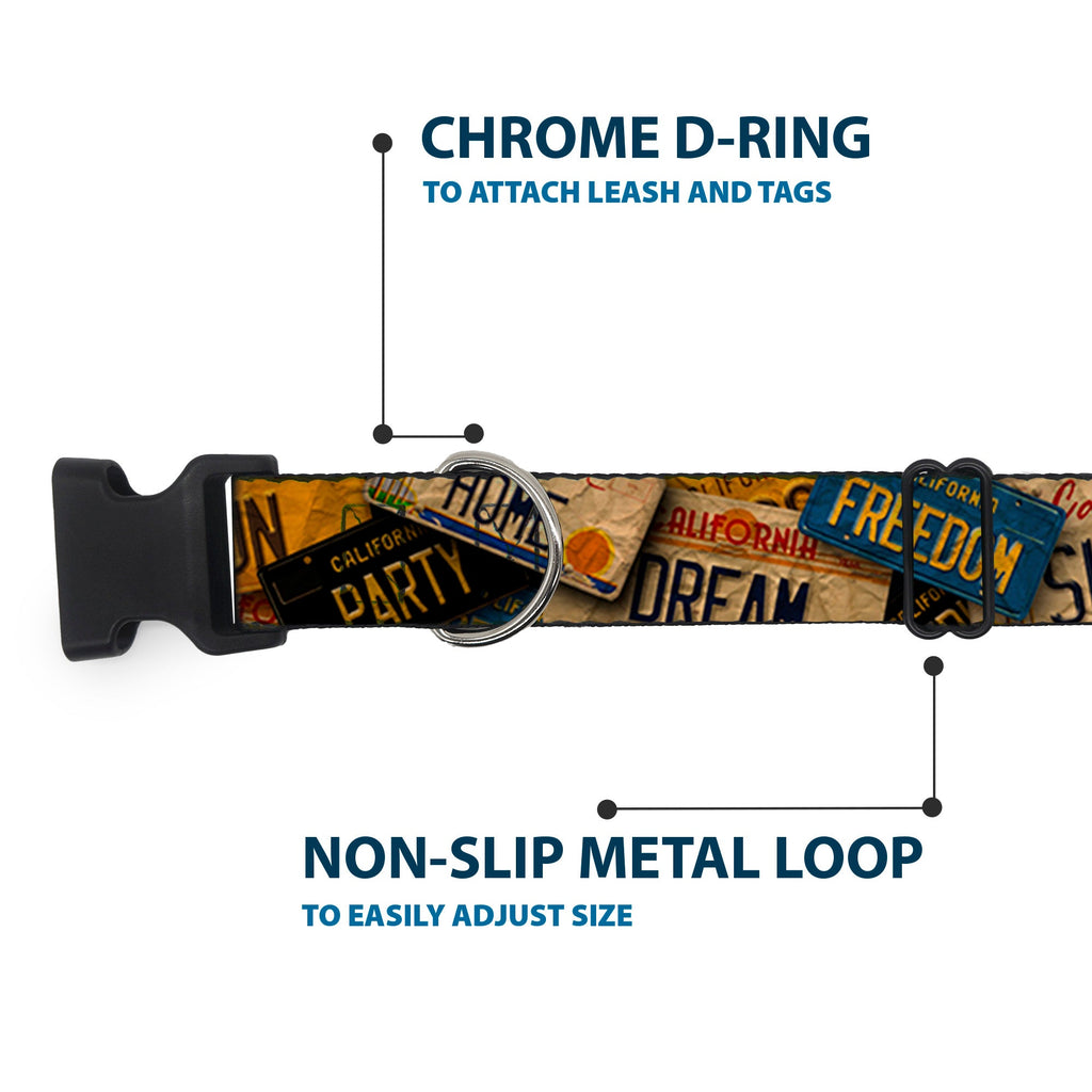 Plastic Clip Collar – Cali License Plates Stacked Vintage