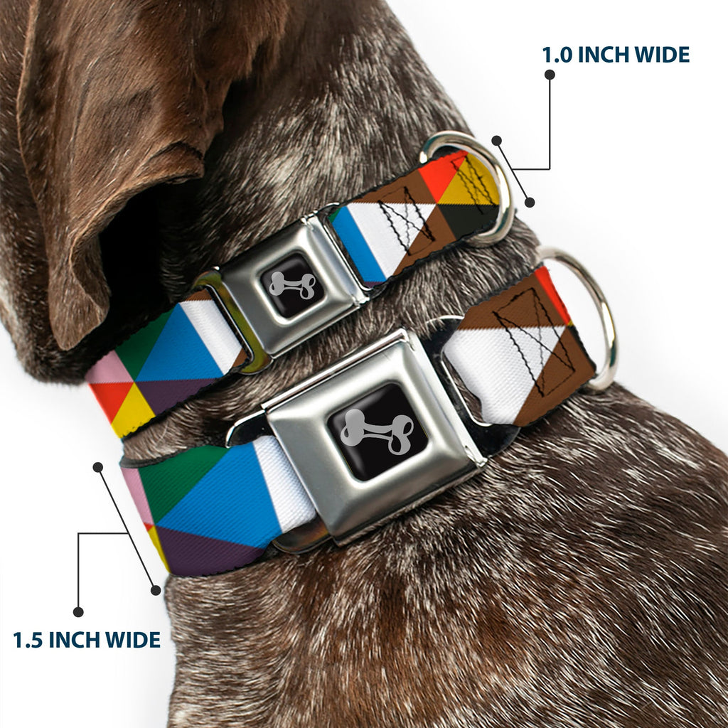Seatbelt Dog Collar – Geometric Triangle Blocks