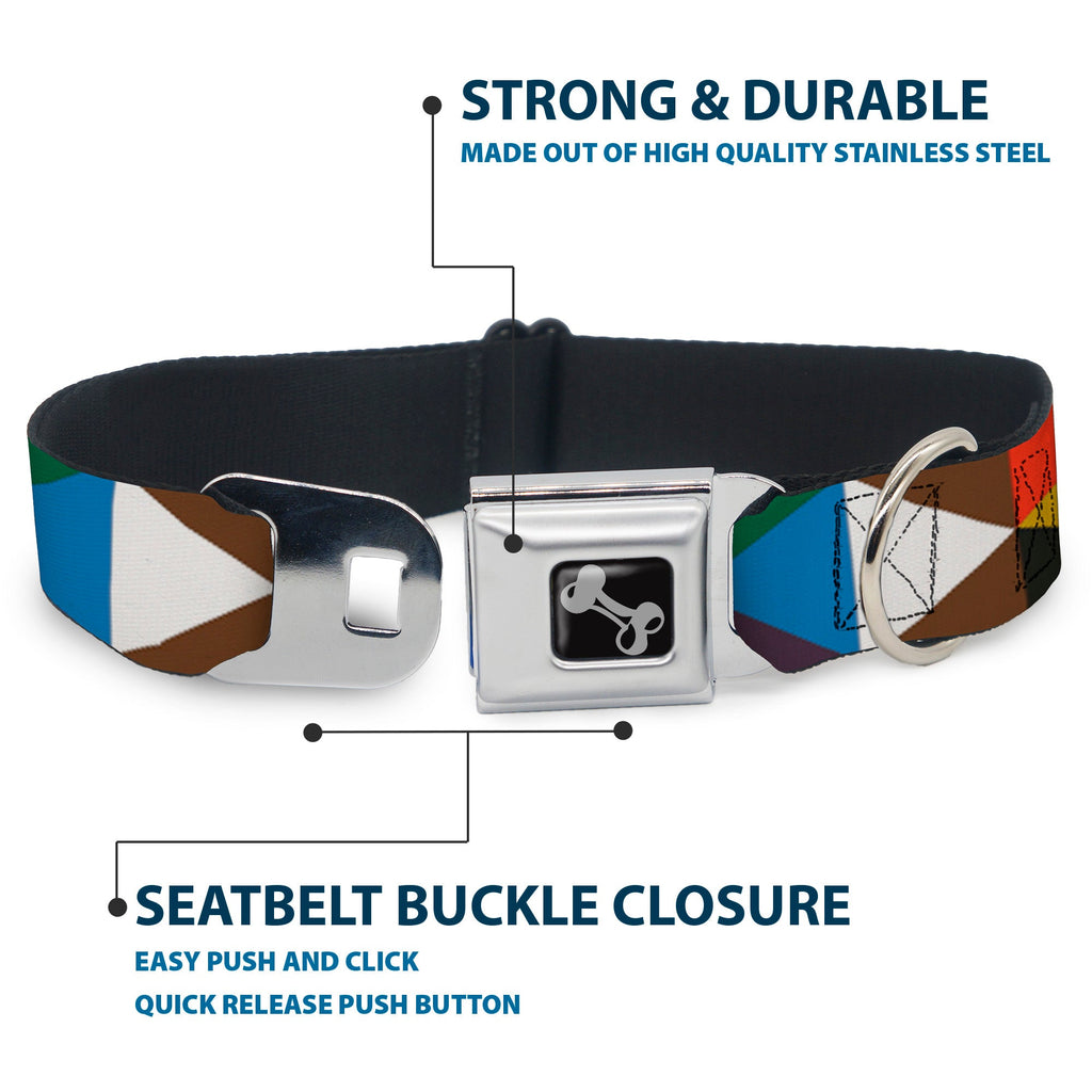 Seatbelt Dog Collar – Geometric Triangle Blocks