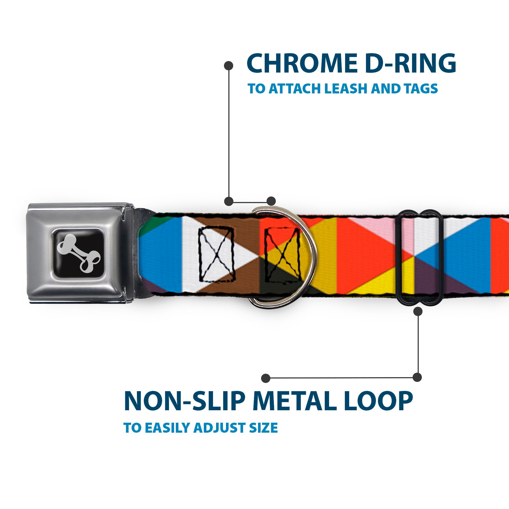 Seatbelt Dog Collar – Geometric Triangle Blocks