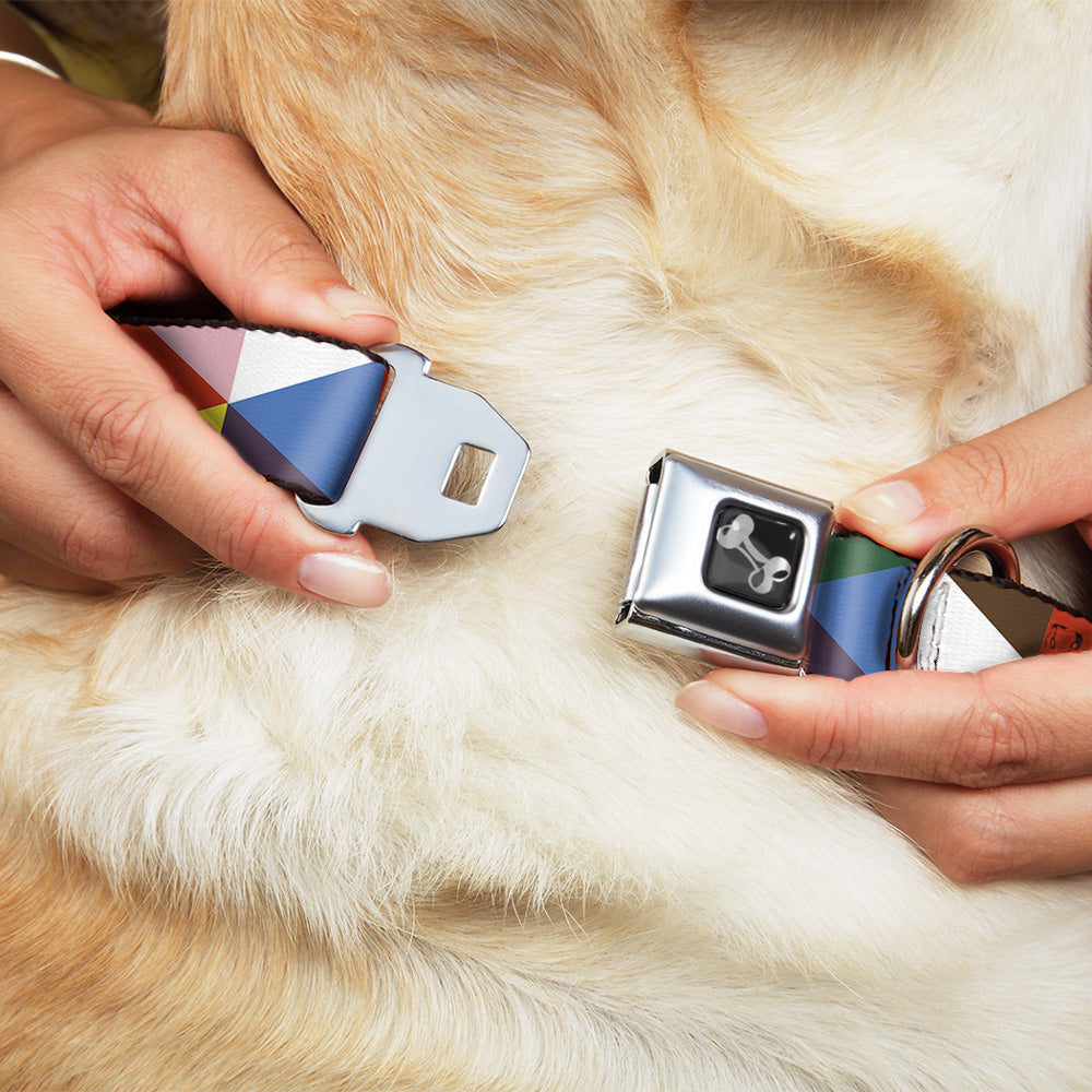 Seatbelt Dog Collar – Geometric Triangle Blocks