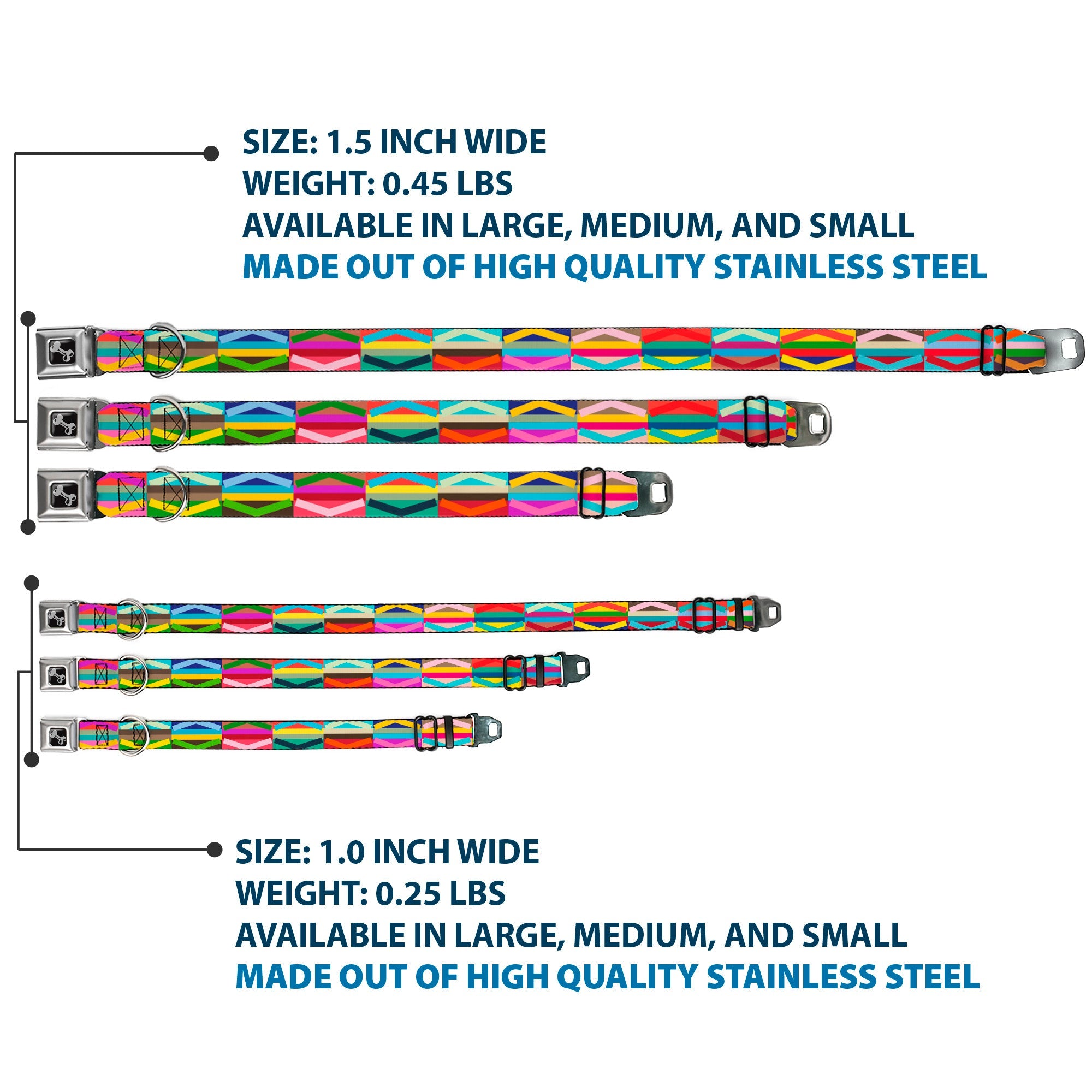 Seatbelt Dog Collar – Geometric Multi Color