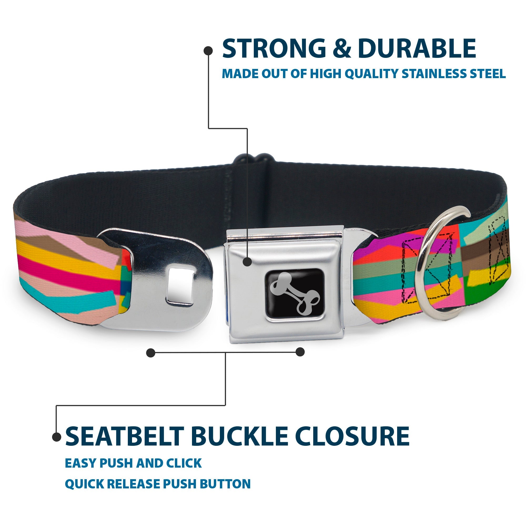 Seatbelt Dog Collar – Geometric Multi Color