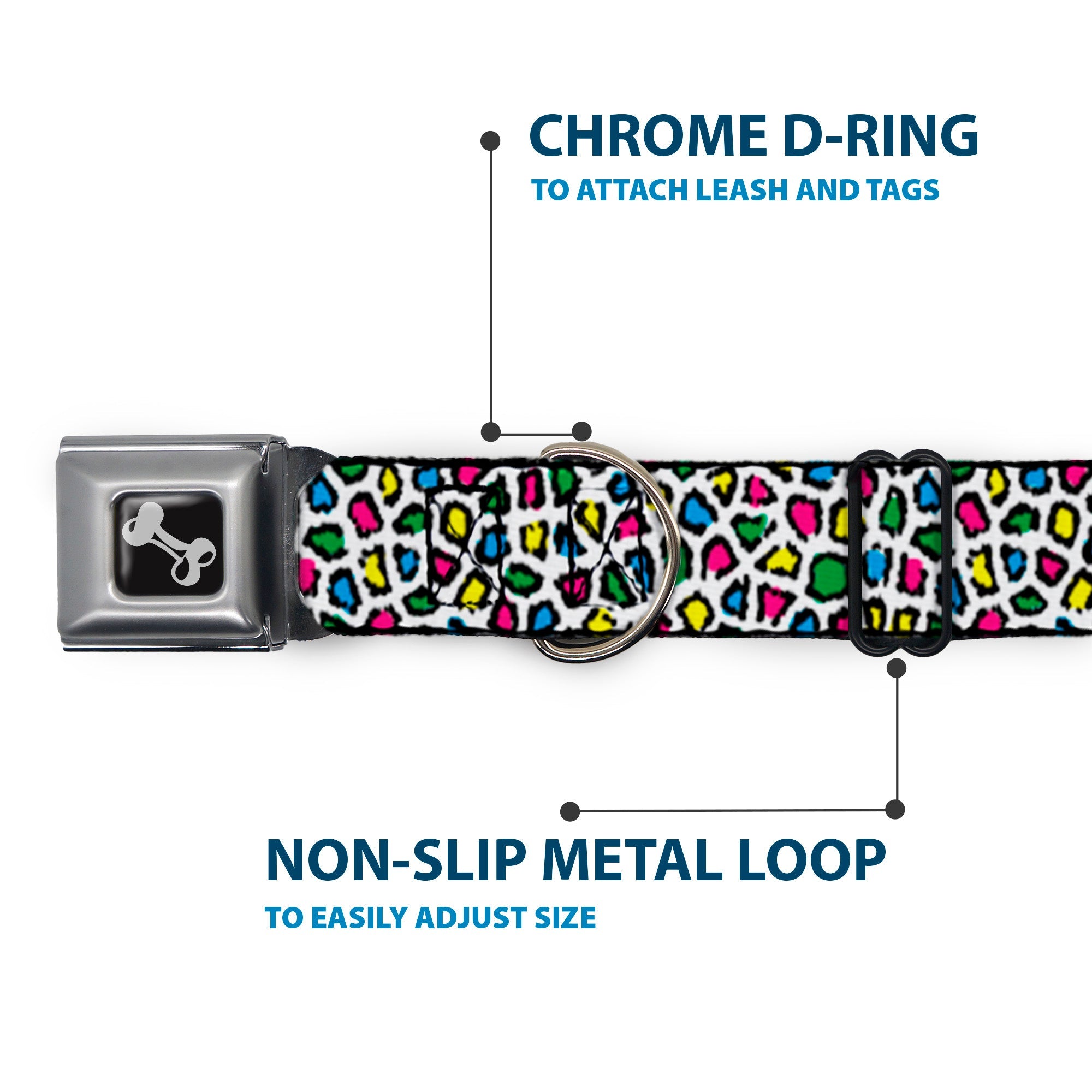 Seatbelt Dog Collar – Leopard Multi Color