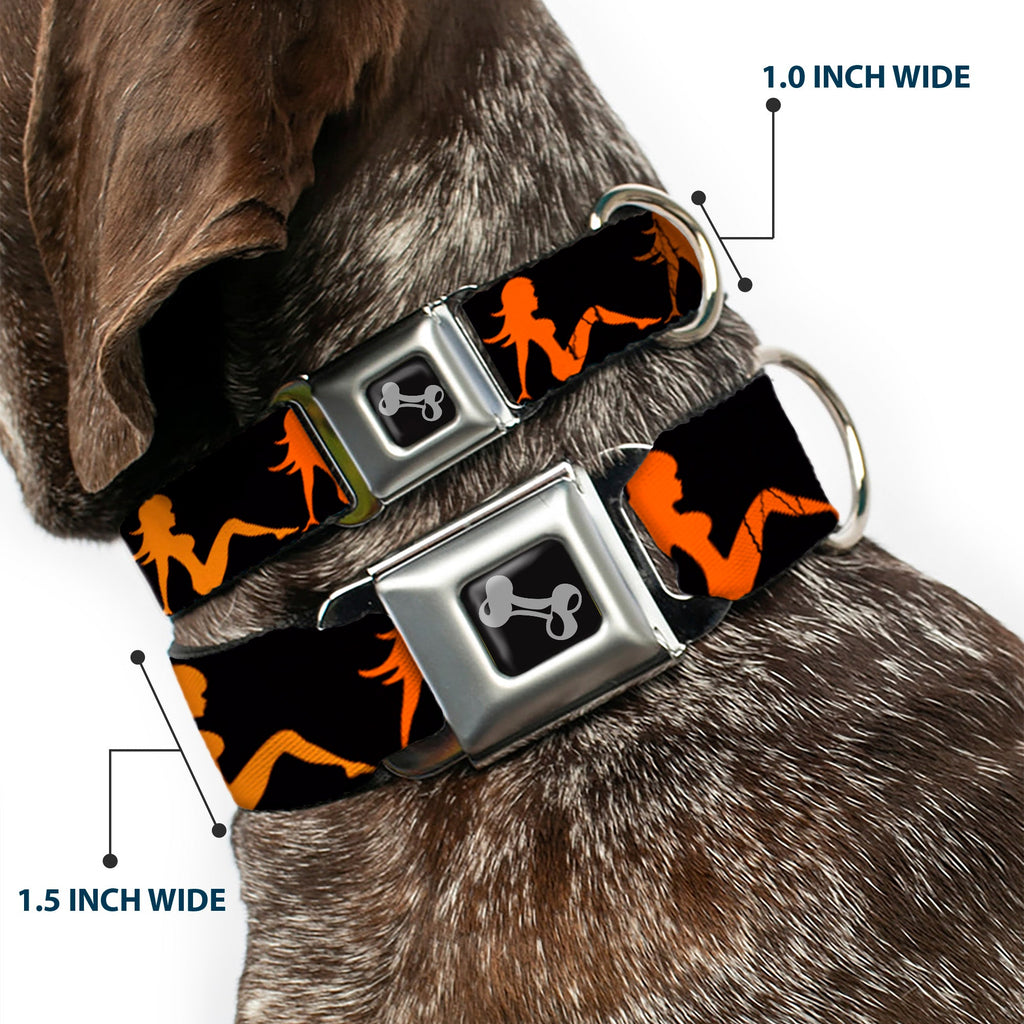 Seatbelt Dog Collar – Mud Flap Girl Black and Orange