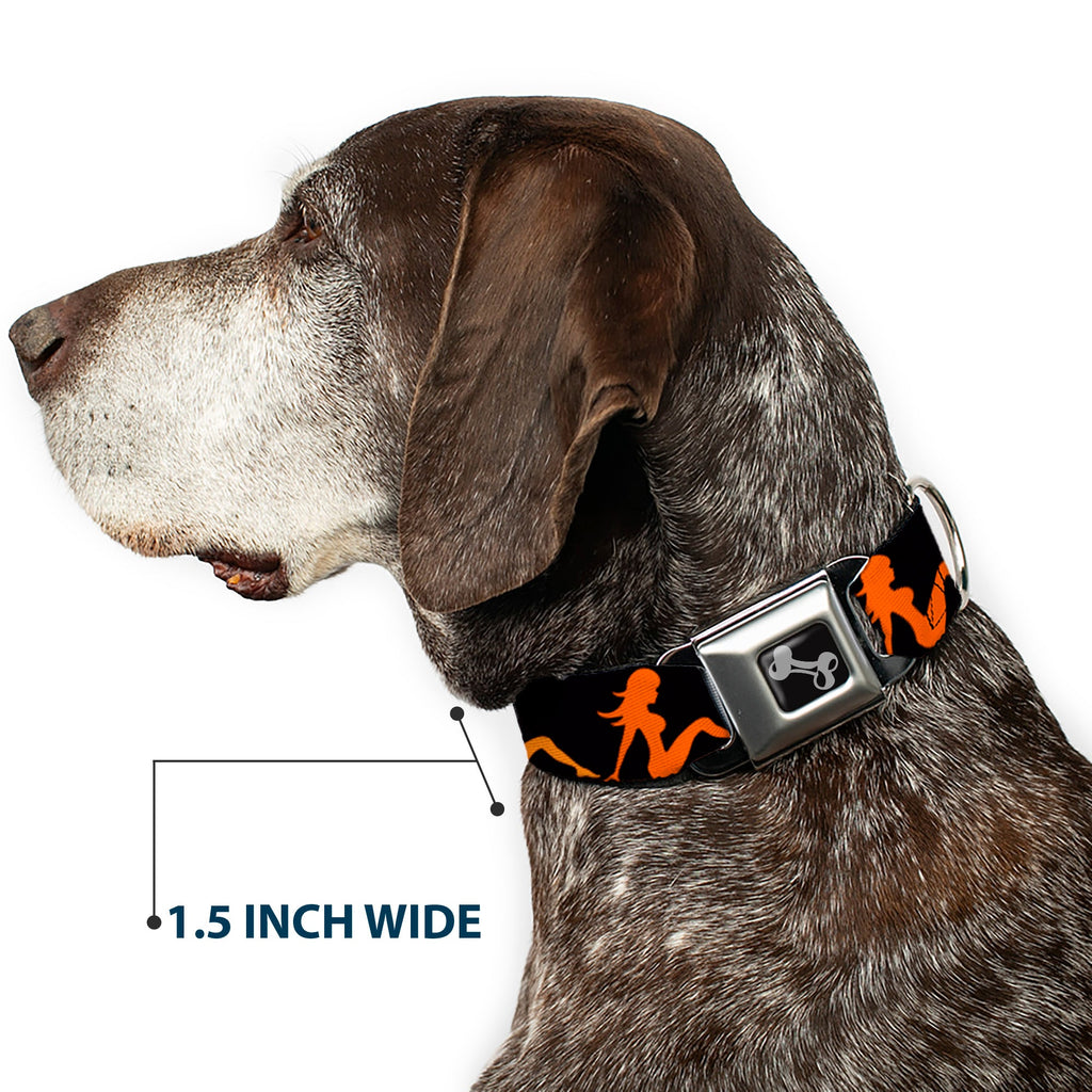 Seatbelt Dog Collar – Mud Flap Girl Black and Orange