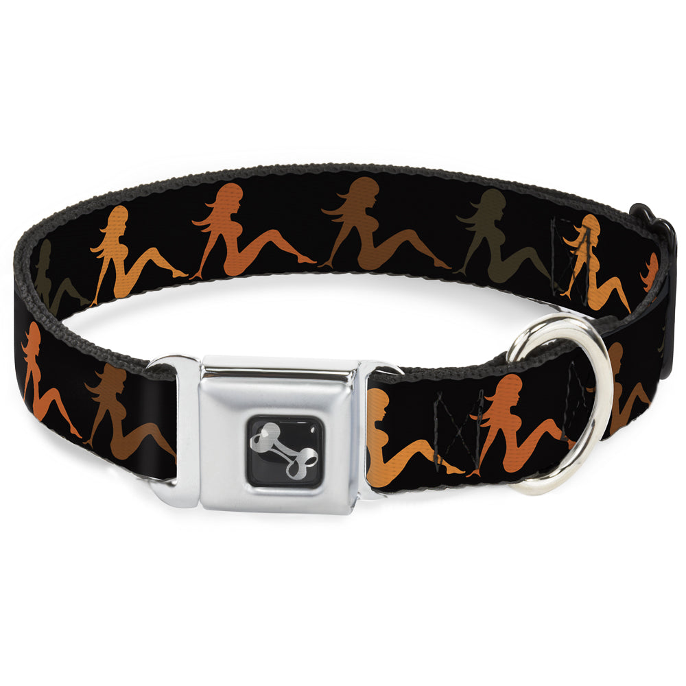 Seatbelt Dog Collar – Mud Flap Girl Black and Orange