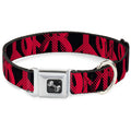 Seatbelt Dog Collar – Peace Dots Black and Fuchsia