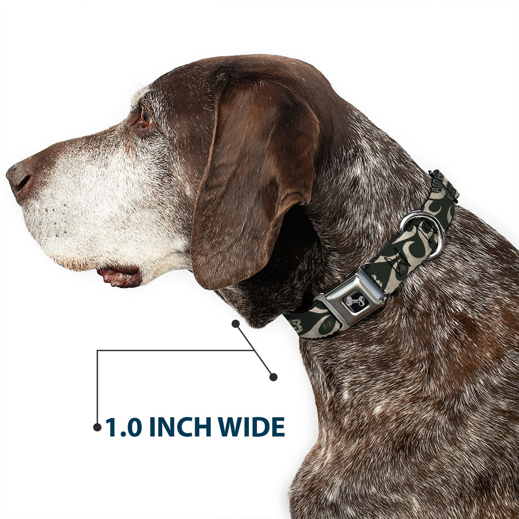 Seatbelt Dog Collar – Flames Olive and Tan