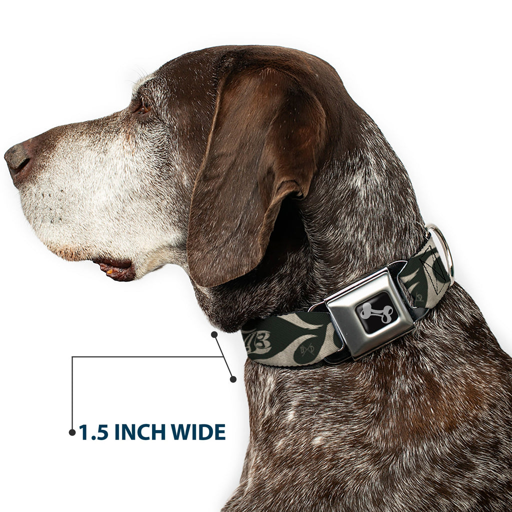 Seatbelt Dog Collar – Flames Olive and Tan