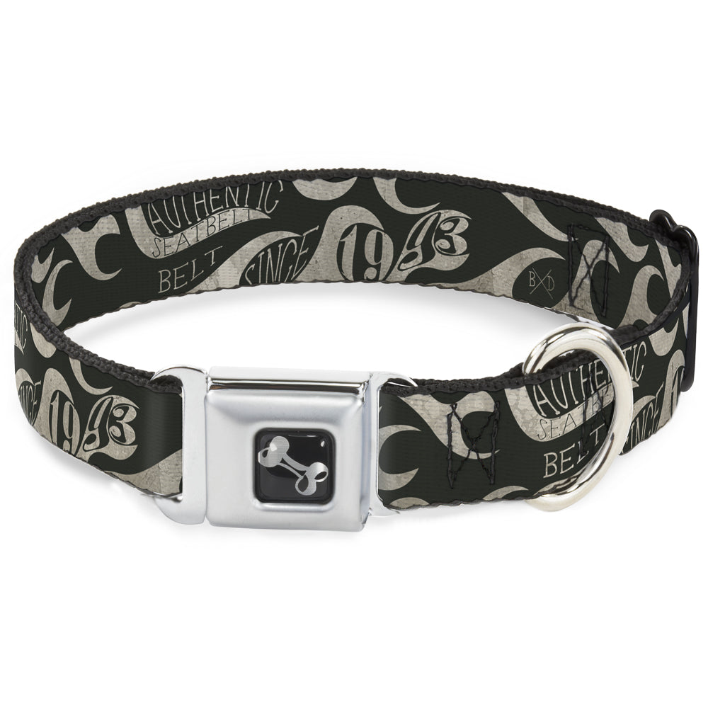 Seatbelt Dog Collar – Flames Olive and Tan
