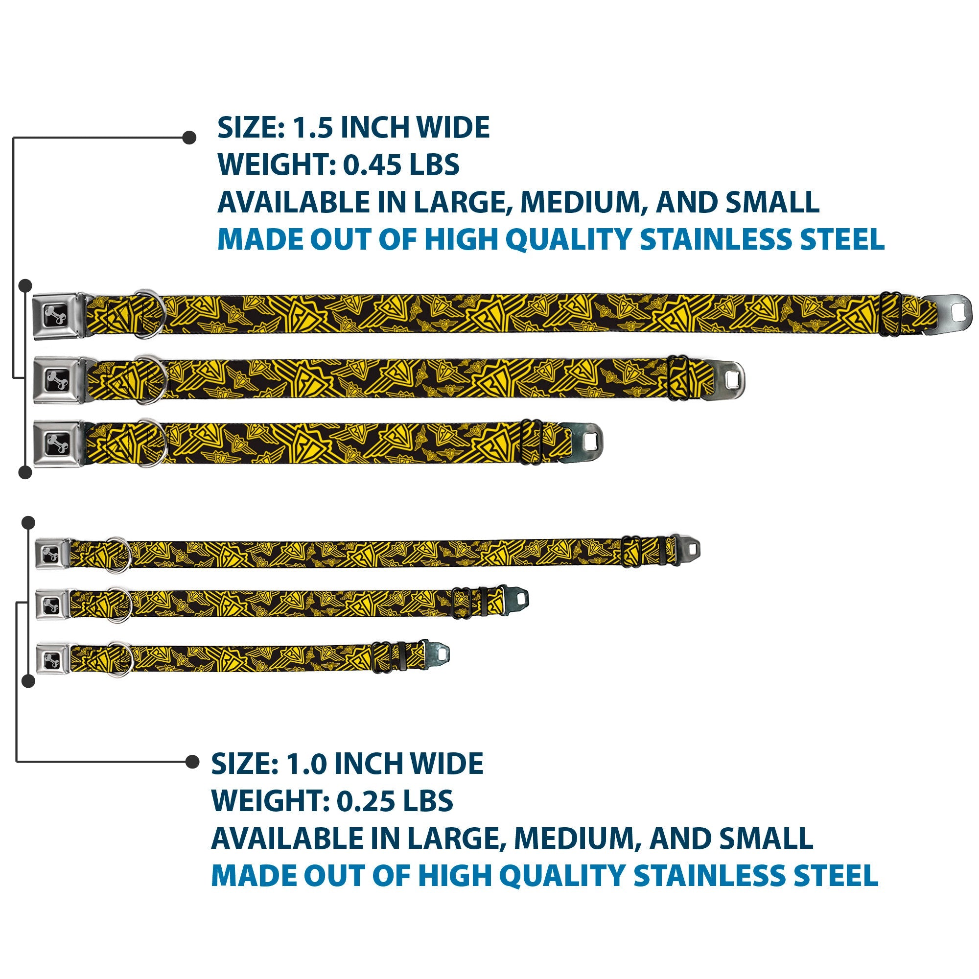 Seatbelt Dog Collar – BD Logo Black and Yellow