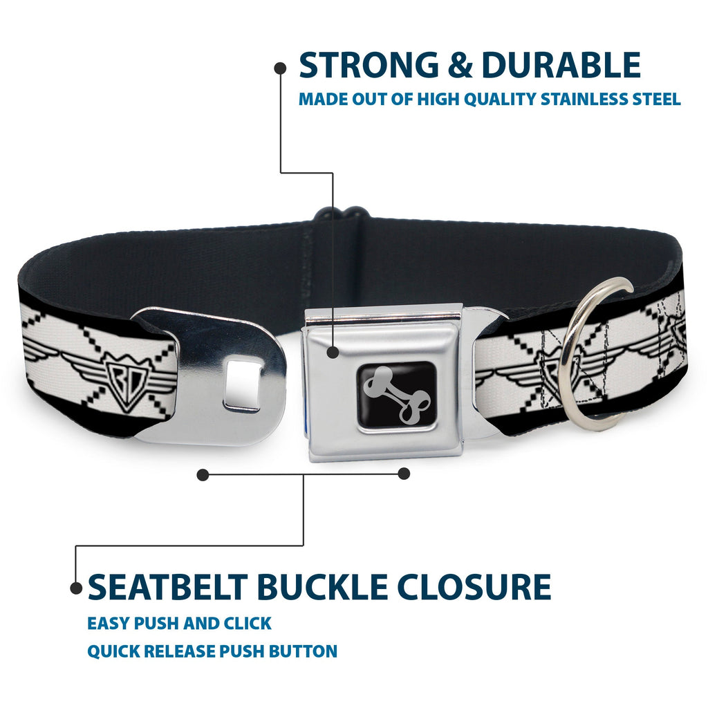 Seatbelt Dog Collar – BD Monogram White and Black