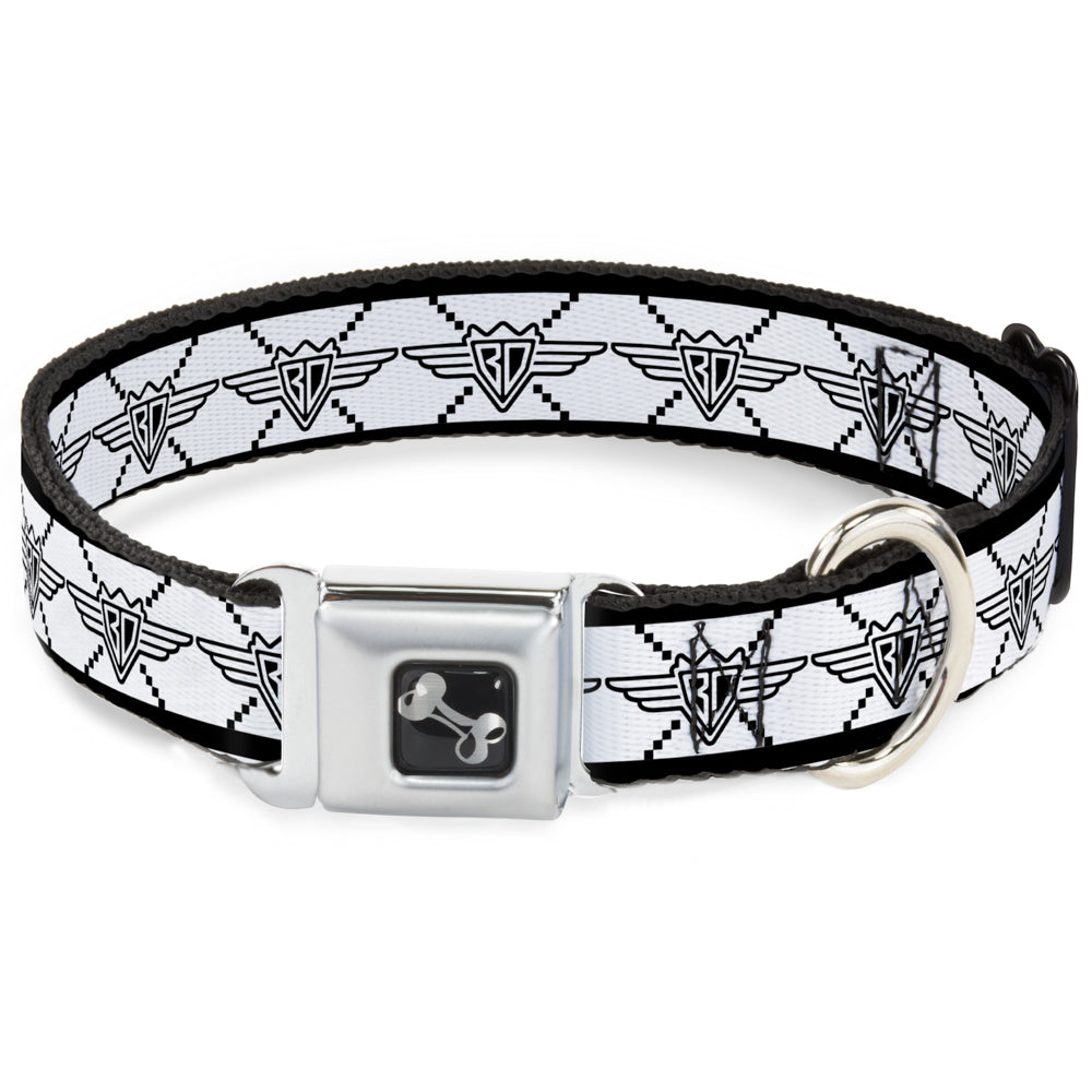 Seatbelt Dog Collar – BD Monogram White and Black