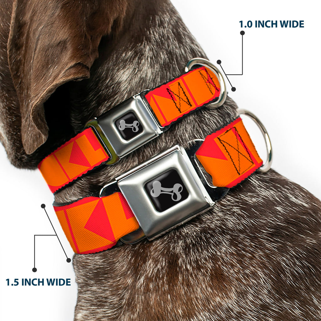 Seatbelt Dog Collar – Shapes Red and Orange