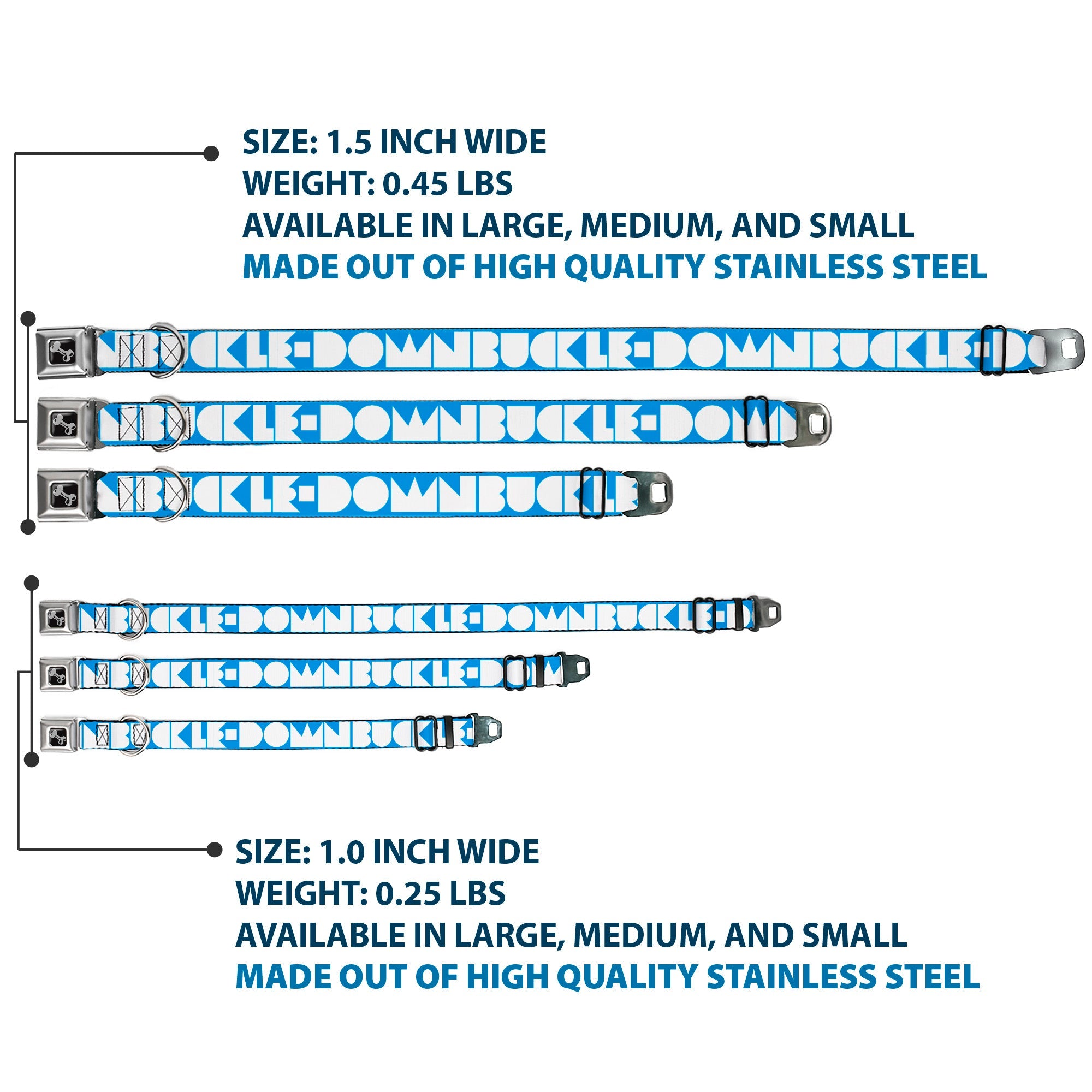 Seatbelt Dog Collar – Shapes Turquoise and White