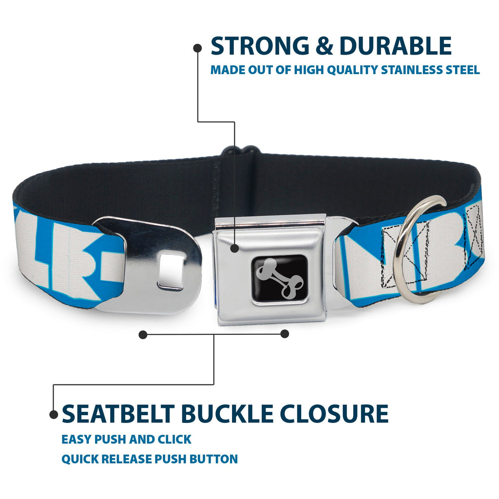 Seatbelt Dog Collar – Shapes Turquoise and White