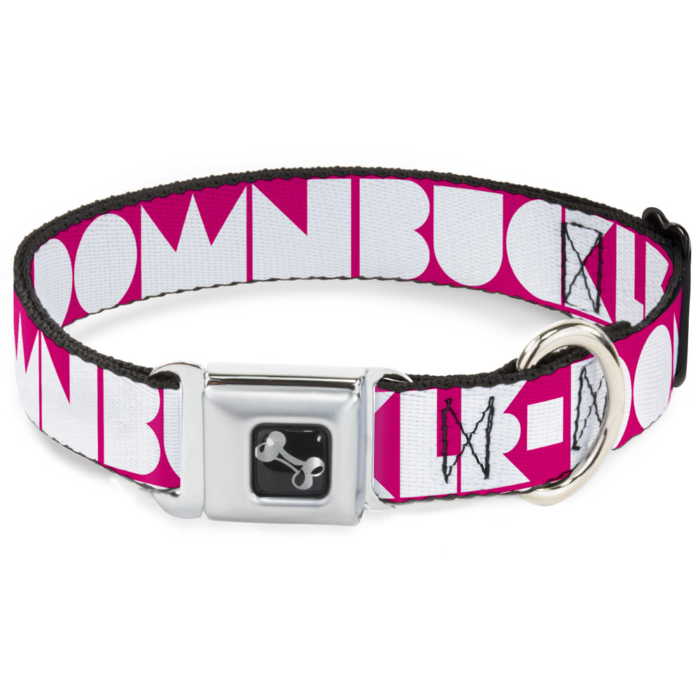 Seatbelt Dog Collar – Shapes Hot Pink and White