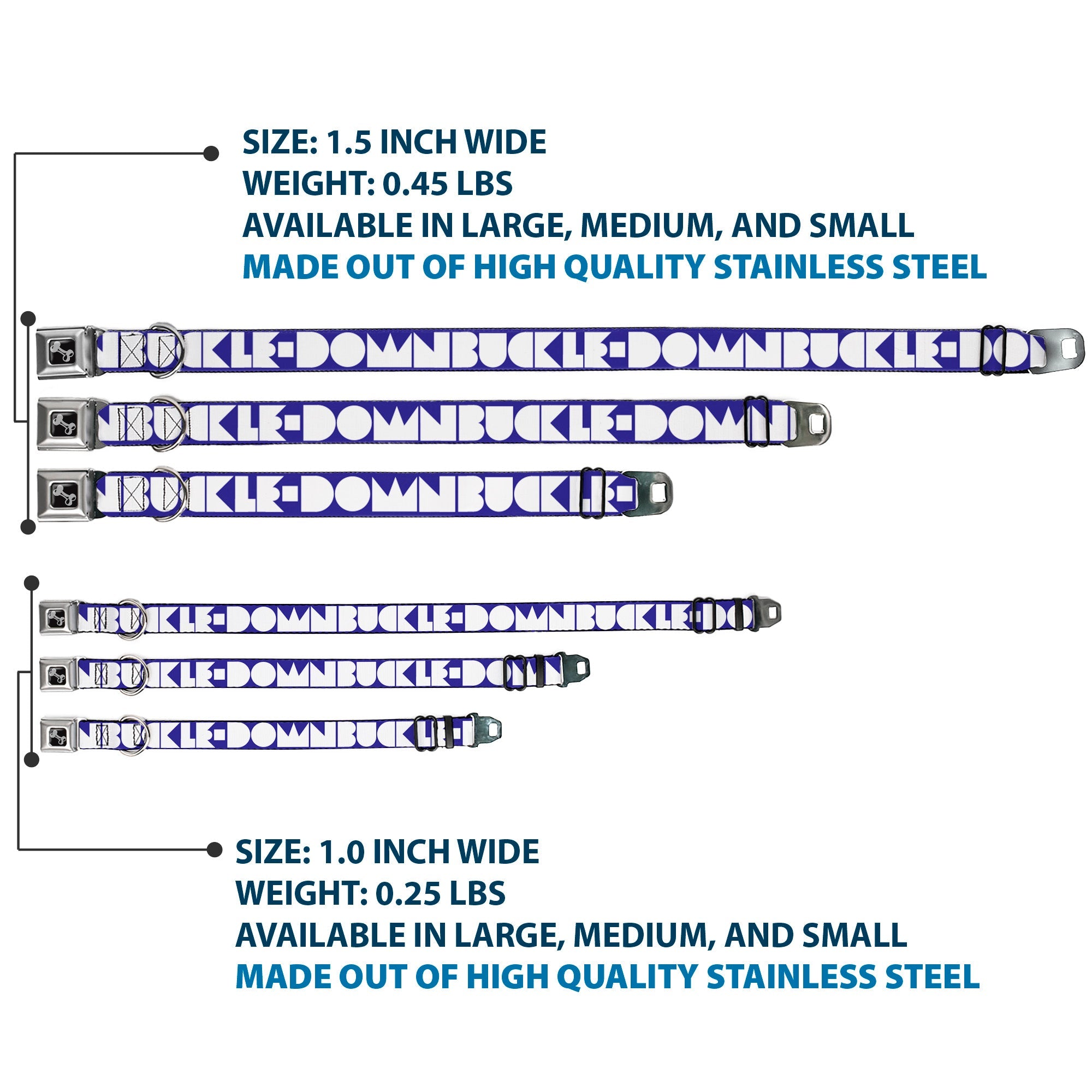 Seatbelt Dog Collar – Shapes Blue and White