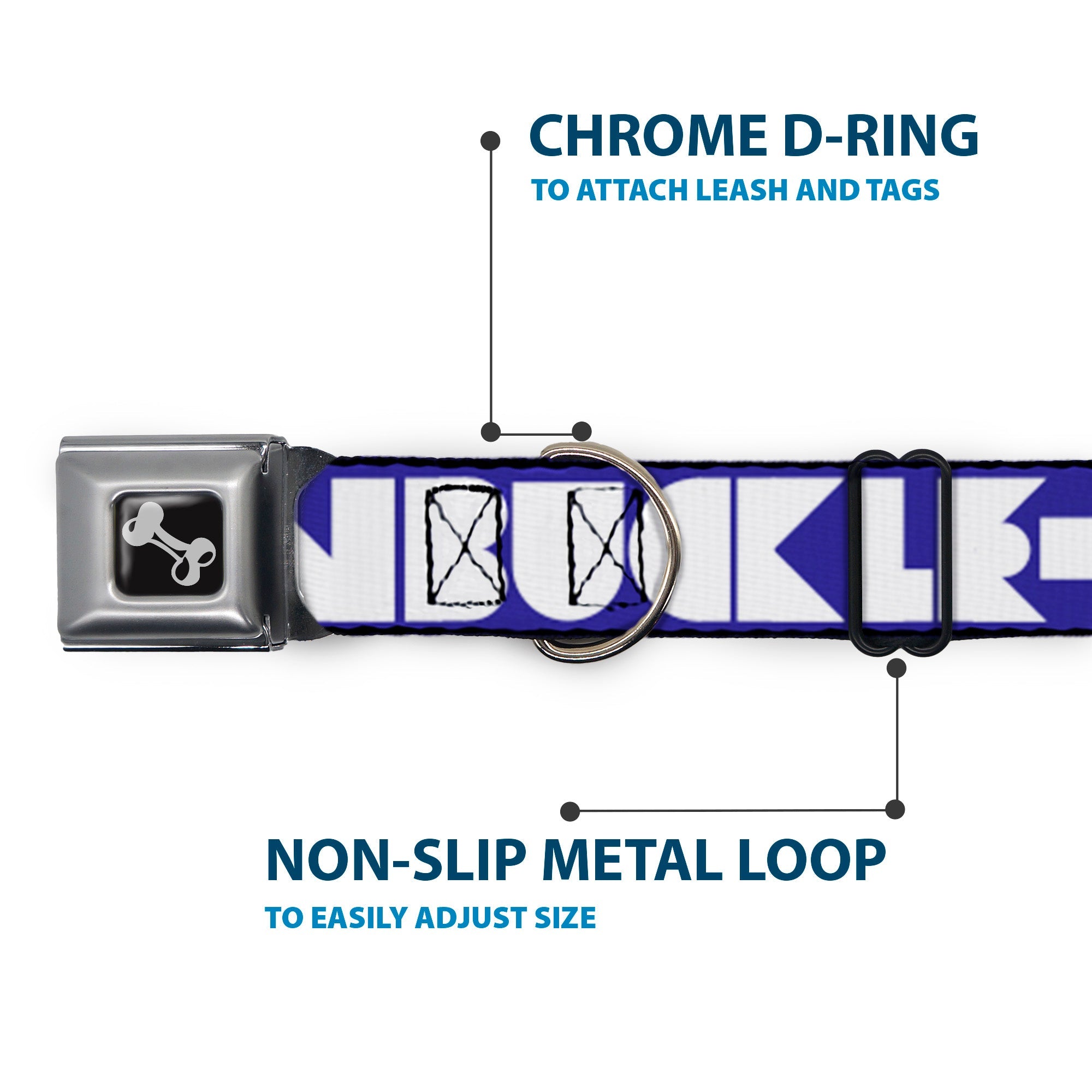 Seatbelt Dog Collar – Shapes Blue and White