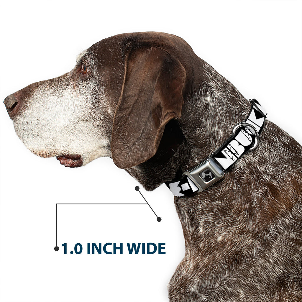 Seatbelt Dog Collar – Shapes Black and White
