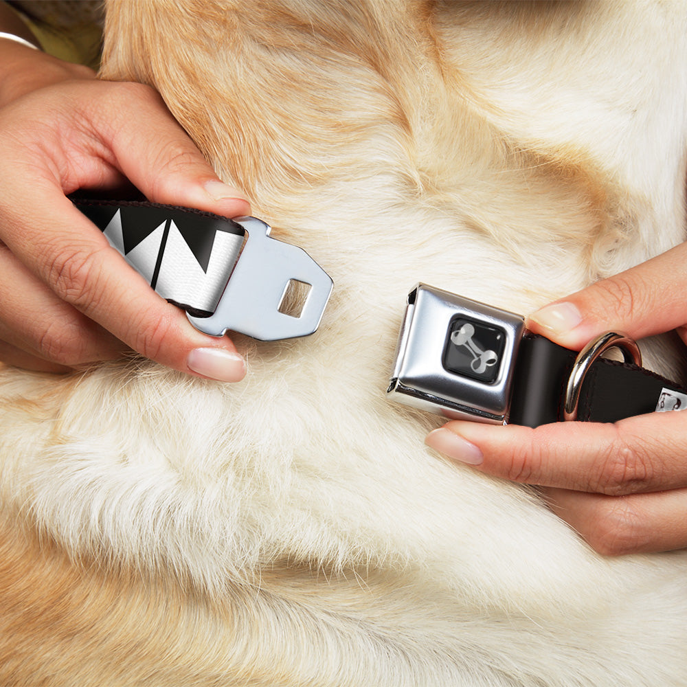 Seatbelt Dog Collar – Shapes Black and White