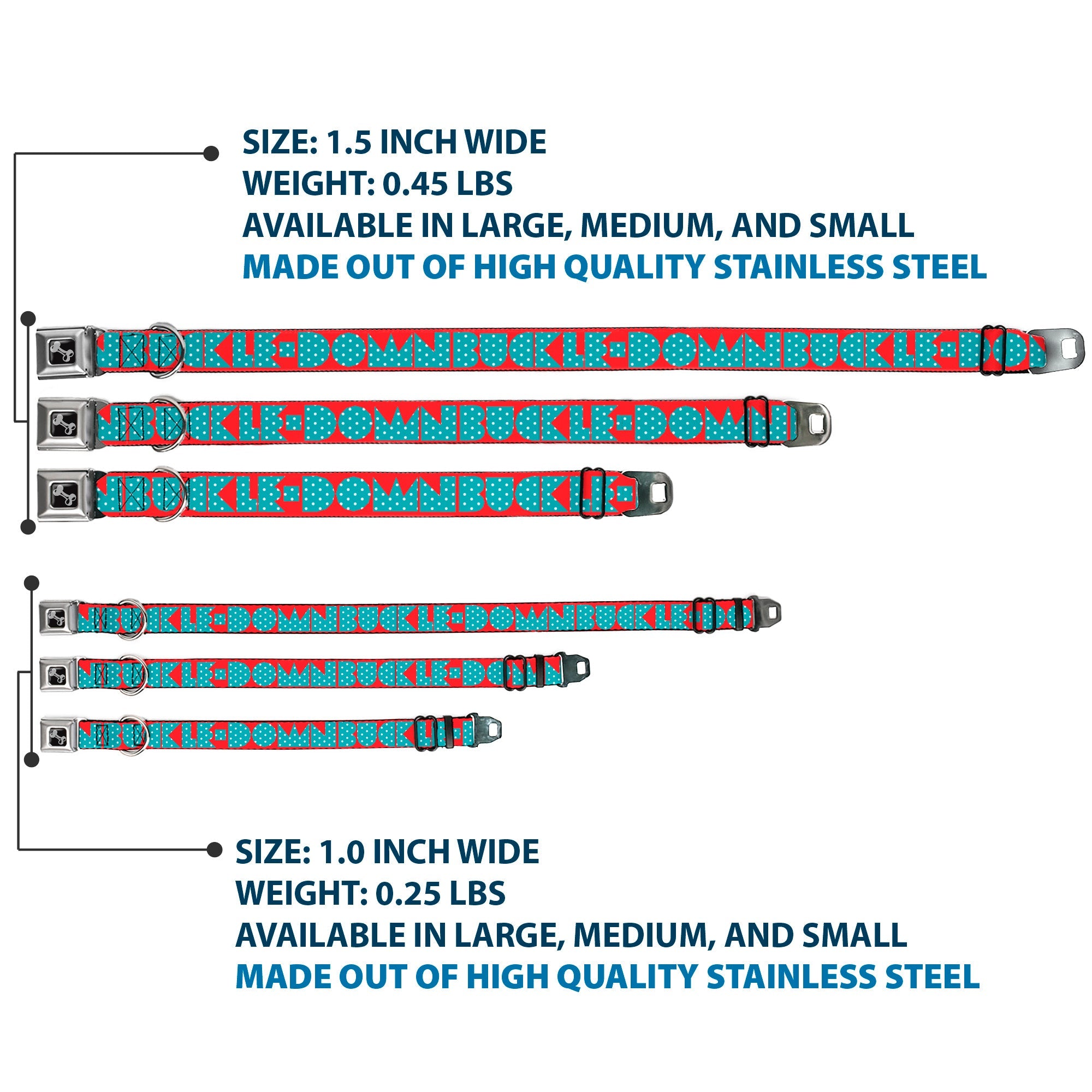 Seatbelt Dog Collar – Shapes Red and Turquoise
