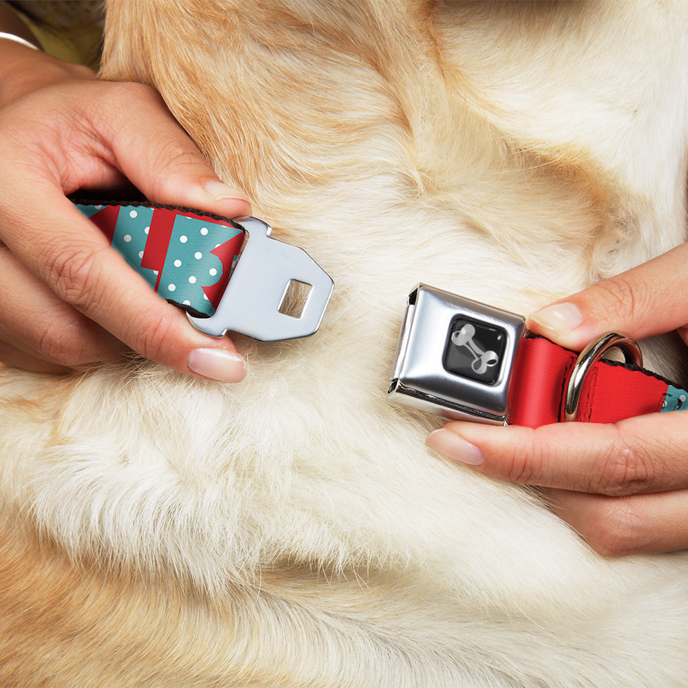 Seatbelt Dog Collar – Shapes Red and Turquoise