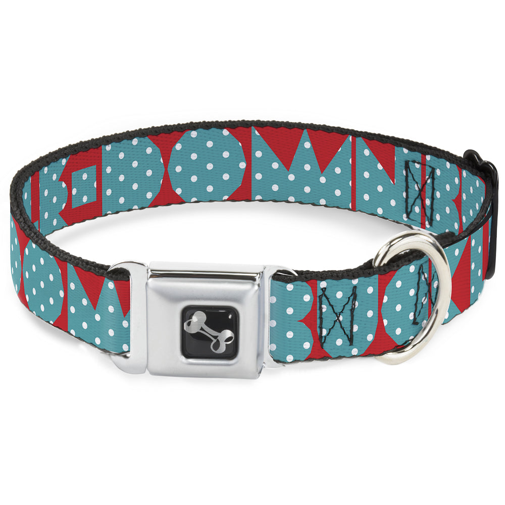 Seatbelt Dog Collar – Shapes Red and Turquoise