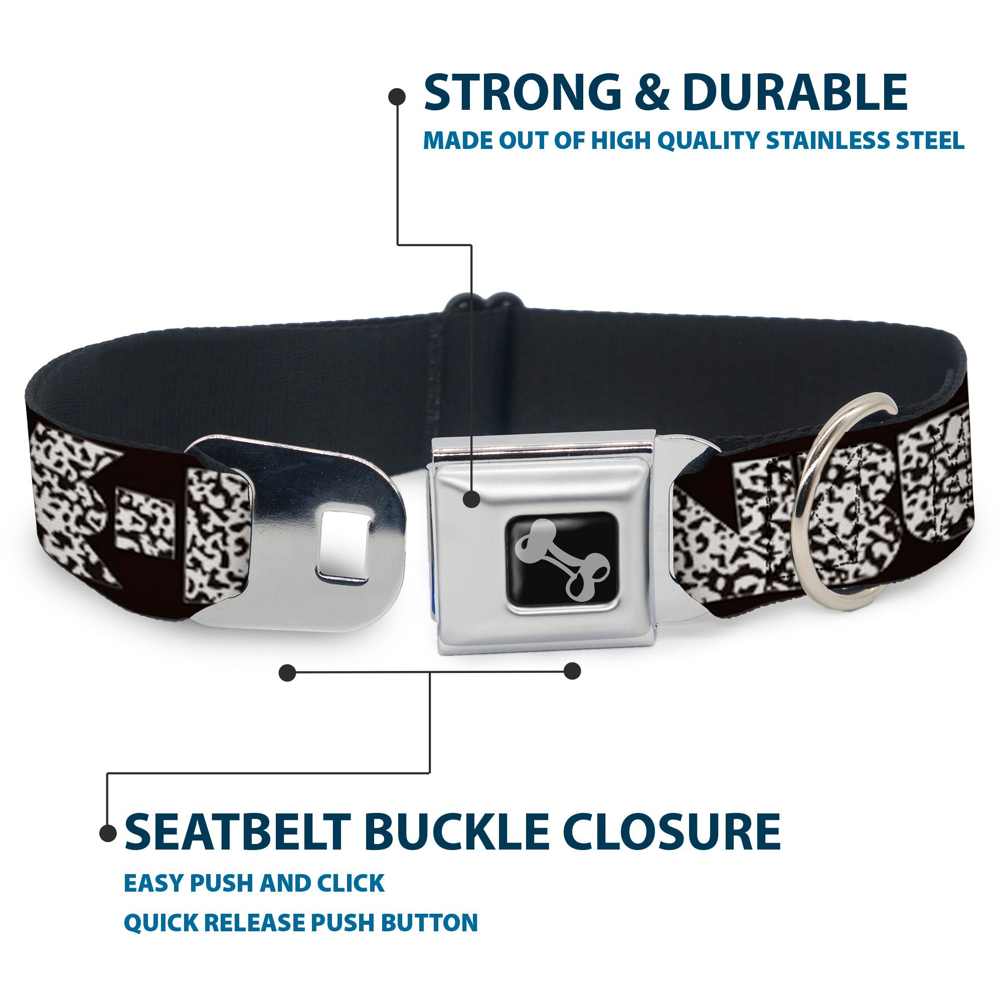 Seatbelt Dog Collar – Shapes Black Camo