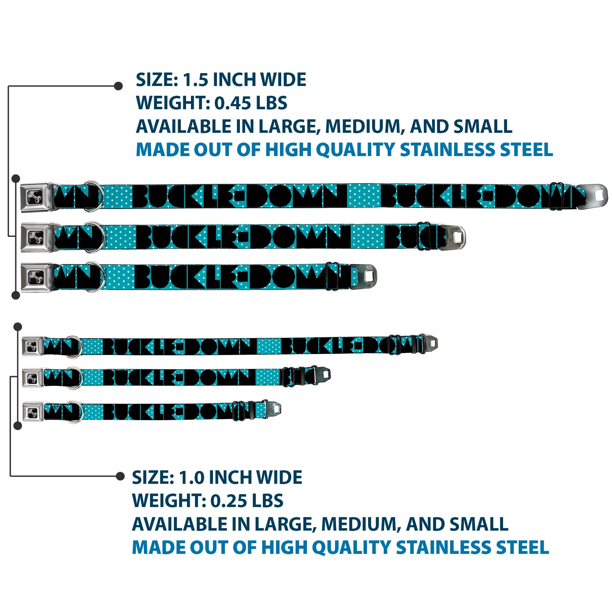Seatbelt Dog Collar – Shapes Dot Turquoise