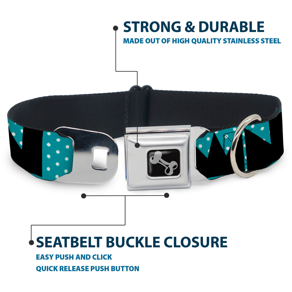Seatbelt Dog Collar – Shapes Dot Turquoise