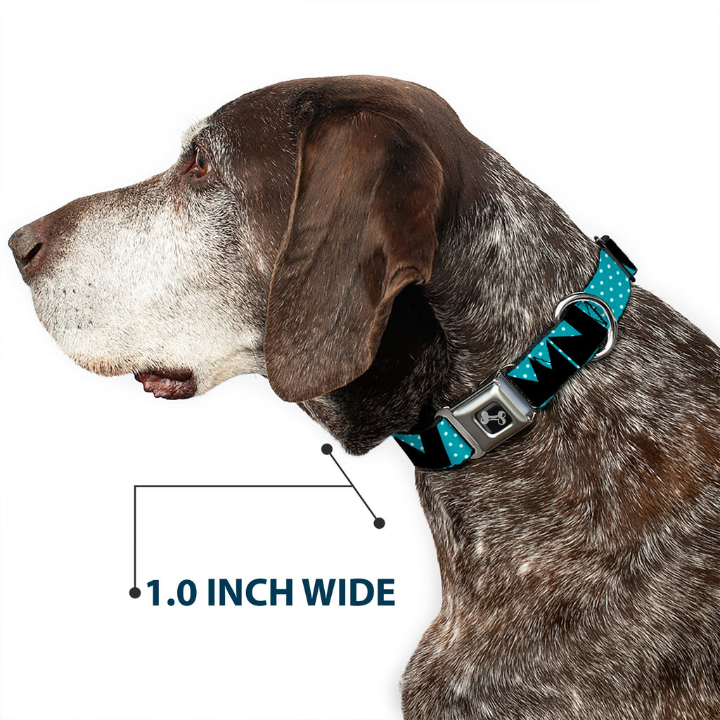 Seatbelt Dog Collar – Shapes Dot Turquoise