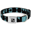 Seatbelt Dog Collar – Shapes Dot Turquoise