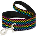 Seatbelt Dog Leash – Checker Black and Neon Rainbow