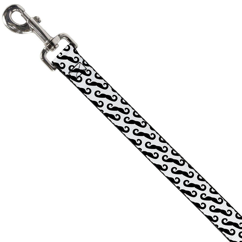 Seatbelt Dog Leash – Diagonal Mustaches White and Black