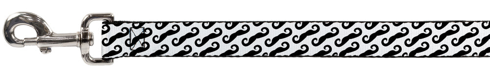 Seatbelt Dog Leash – Diagonal Mustaches White and Black