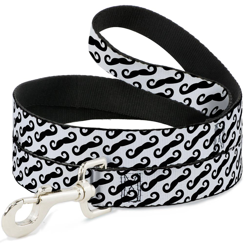 Seatbelt Dog Leash – Diagonal Mustaches White and Black