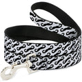 Seatbelt Dog Leash – Diagonal Mustaches White and Black