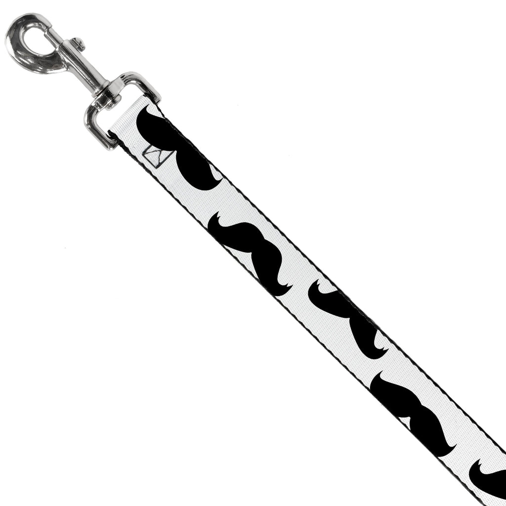 Seatbelt Dog Leash – Mustaches White and Black