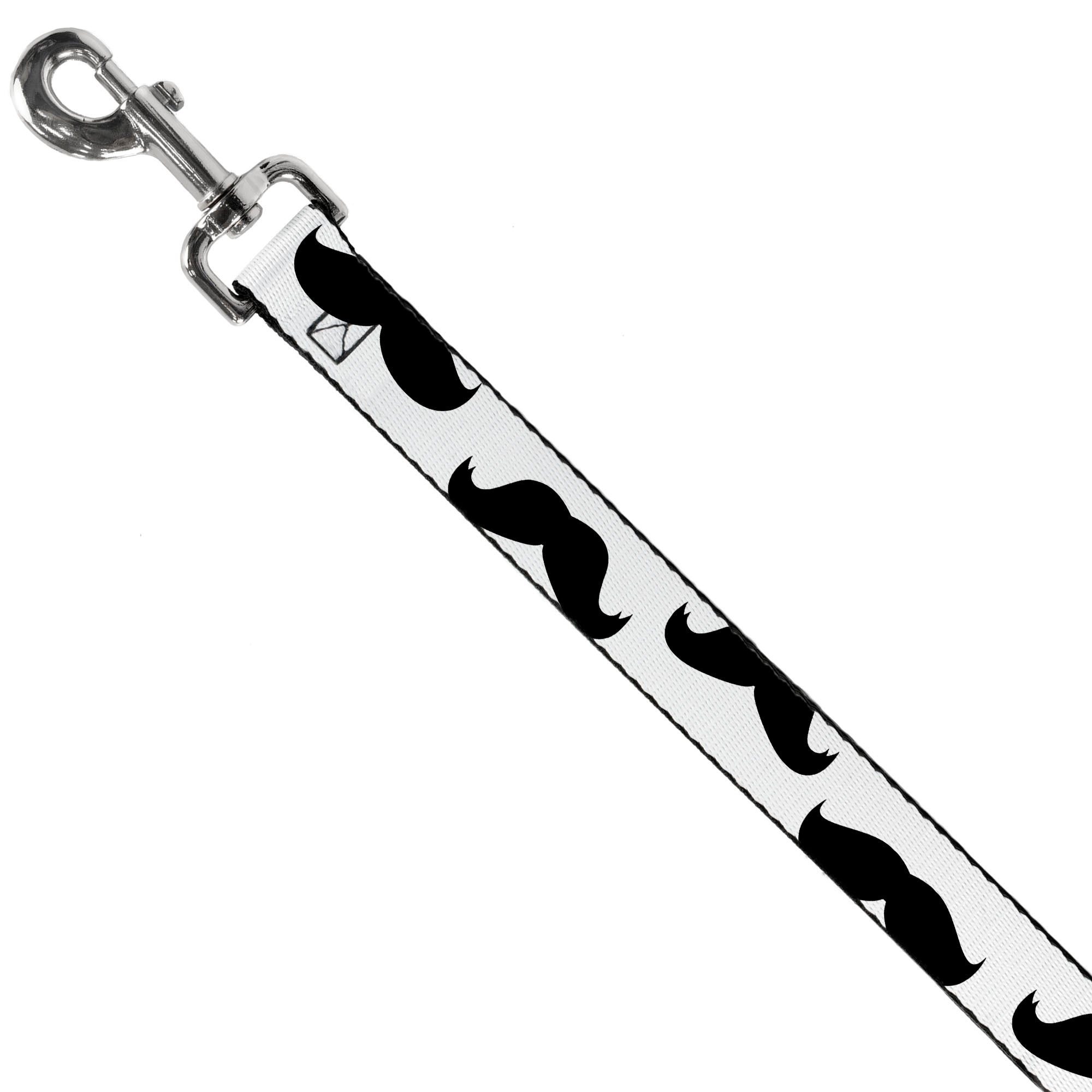 Seatbelt Dog Leash – Mustaches White and Black