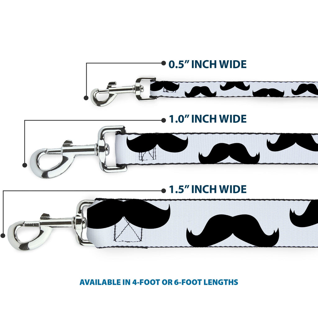 Seatbelt Dog Leash – Mustaches White and Black