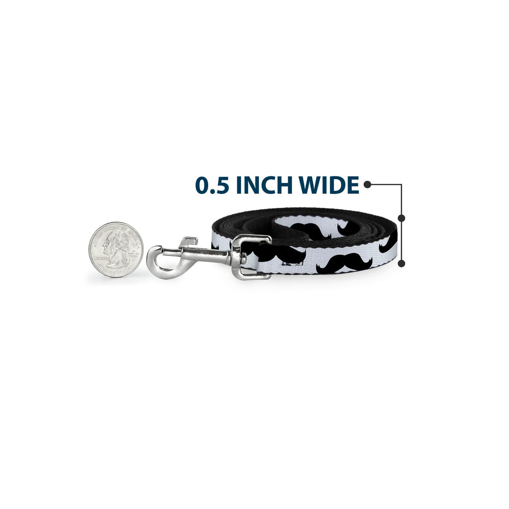 Seatbelt Dog Leash – Mustaches White and Black